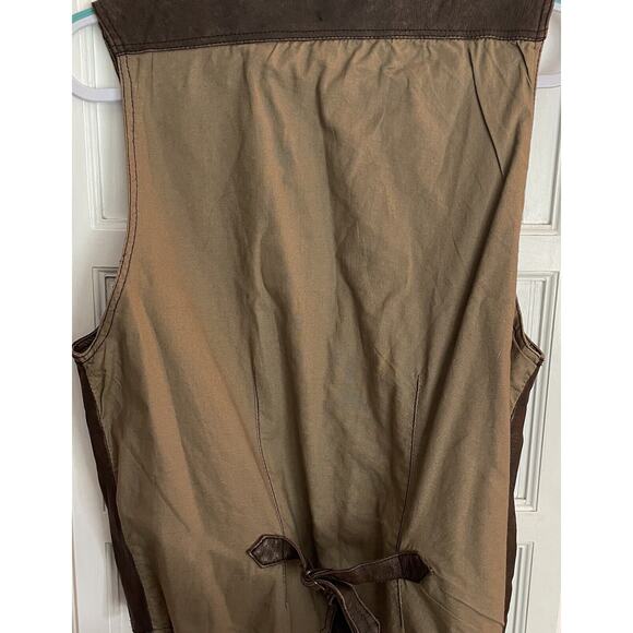 Vintage STRUCTURE Leather Men's Vest Small Snap Brown Riding Biker Western Rodeo - Picture 6 of 13